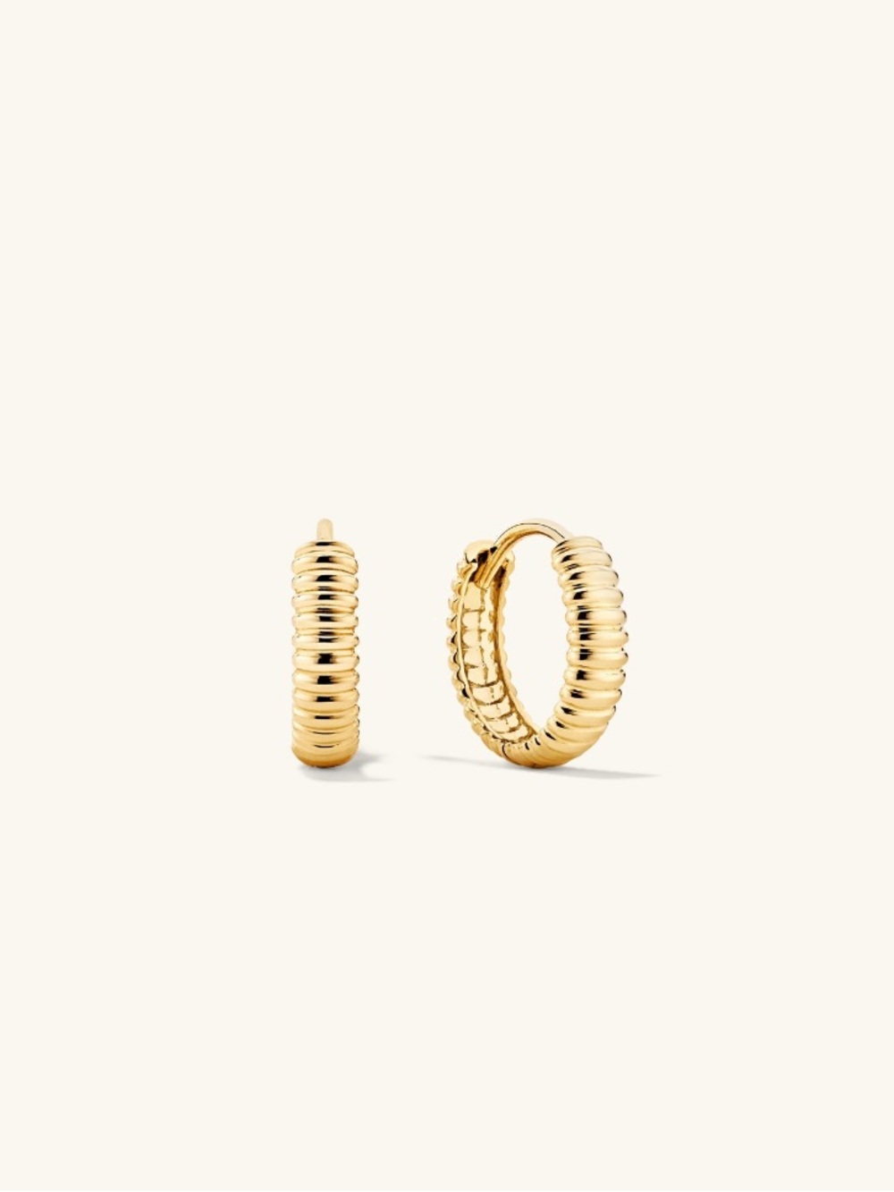 Mejuri Bold Texture Huggie Hoops in 14k Yellow Salmon Gold